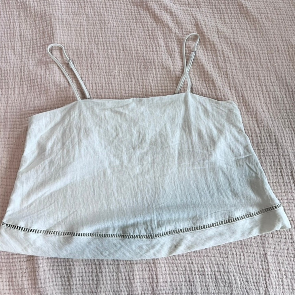 Z Supply Cami Crop Top Womens L Beige Adjustable Straps Beach Boho Festival